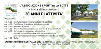 Sabato 28 ottobre si celebrano i 20 anni dell’associazione sportiva La Botte