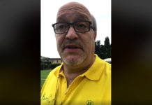 Il saluto di Roberto Falagiani prima dell’ultima partita della Sancascianese