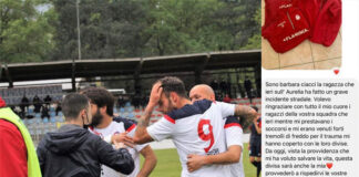 Serie D, girone E: i giocatori del Flaminia soccorrono una donna ferita in un incidente