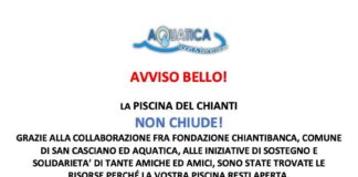 L’annucio di Aquatica: “Trovate le forme di sostegno, la piscina di San Casciano non chiude!”