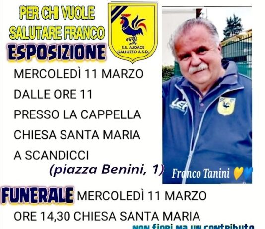 Morte vicepresidente Franco Tanini, l’Audace Galluzzo: “Travolti da una ondata di affetto, grazie a tutti”