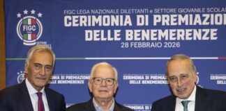 Un riconoscimento per il decano del calcio toscano: Vasco Brogi premiato a Roma dai presidenti Gravina e Abete
